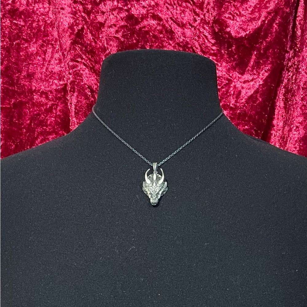 Strongous 3D Dragon Oxidized 925 Silver Men's Pendant 18” Necklace EUC Gothic